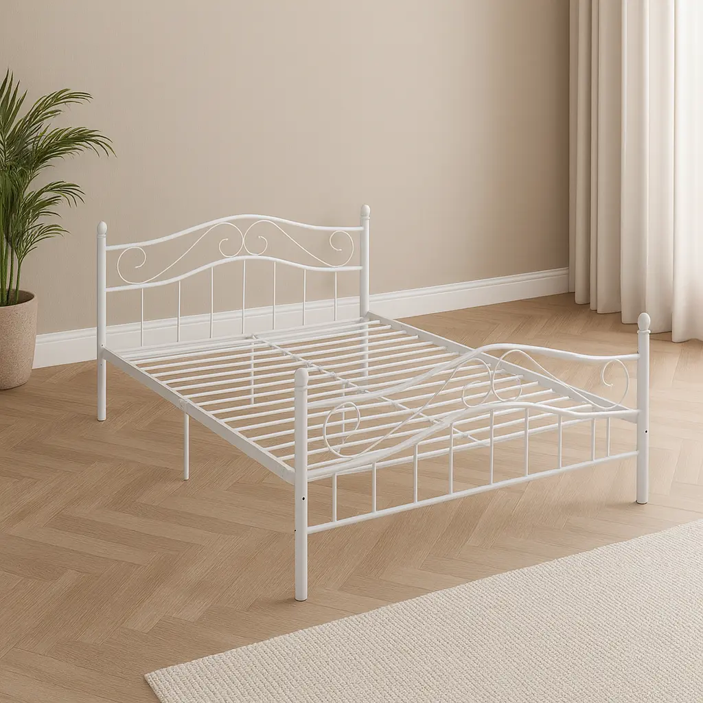 LIT EN FER FORGE 190X140 BLANC — Wema