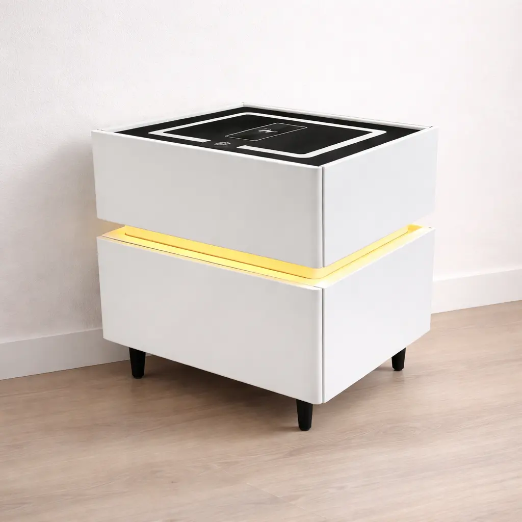 TABLE DE CHEVET  BLUETOOTH ET HP BLANC - Techno 