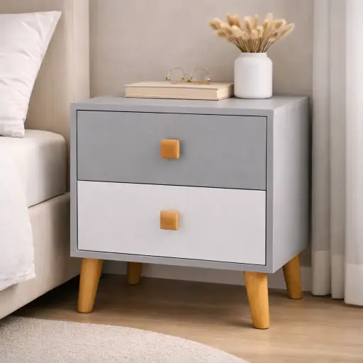 [CHEVET-502] TABLE DE CHEVET GRIS - Orage